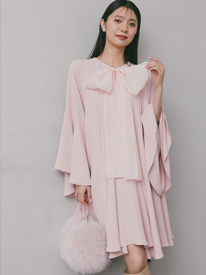 ビッグリボンフレアワンピース(デイリーワンピース)｜DRESS（ドレス