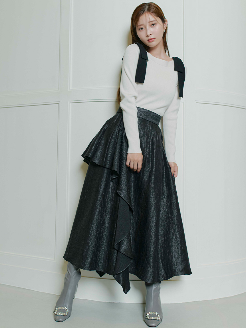 ウォッシャブル】シャイニーアシンメトリースカート(SKIRT（スカート