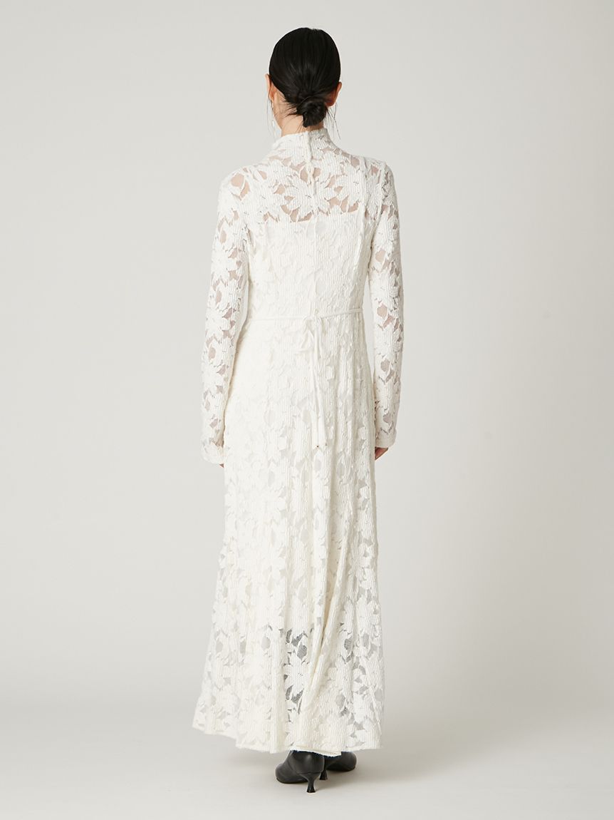 フラワーストレッチレースワンピース(マキシ・ロングワンピース