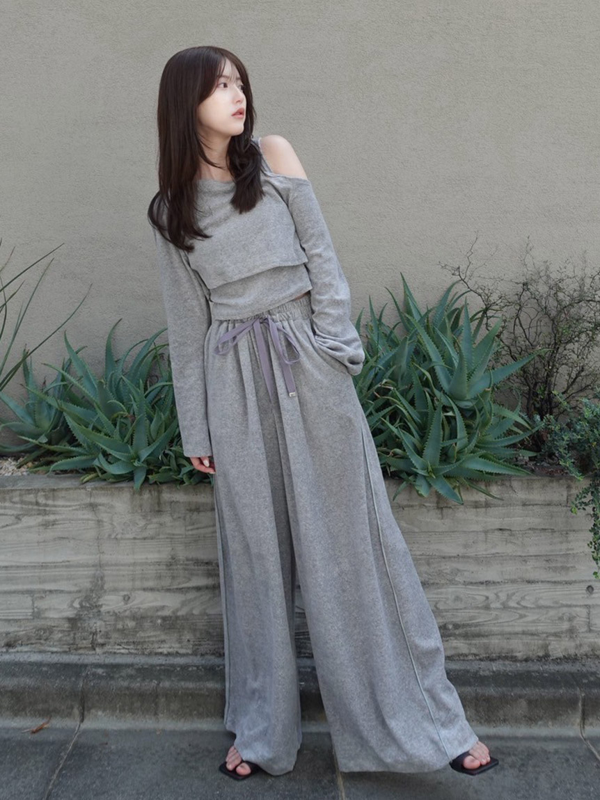 seyto Crash velour wide flare pants サイズ2 seyto Crash velour