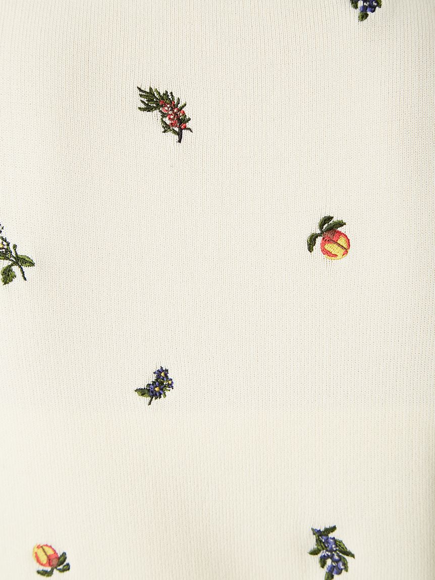 フルーツ刺繍ポロカラーノースリニットジレ／接触冷感(ニット