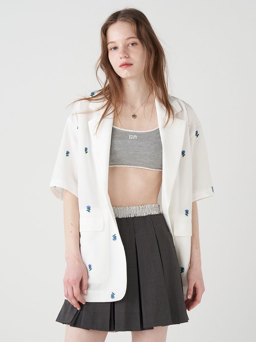 ロゴ刺繍カップインタンクトップ(Tシャツ／カットソー)｜トップス