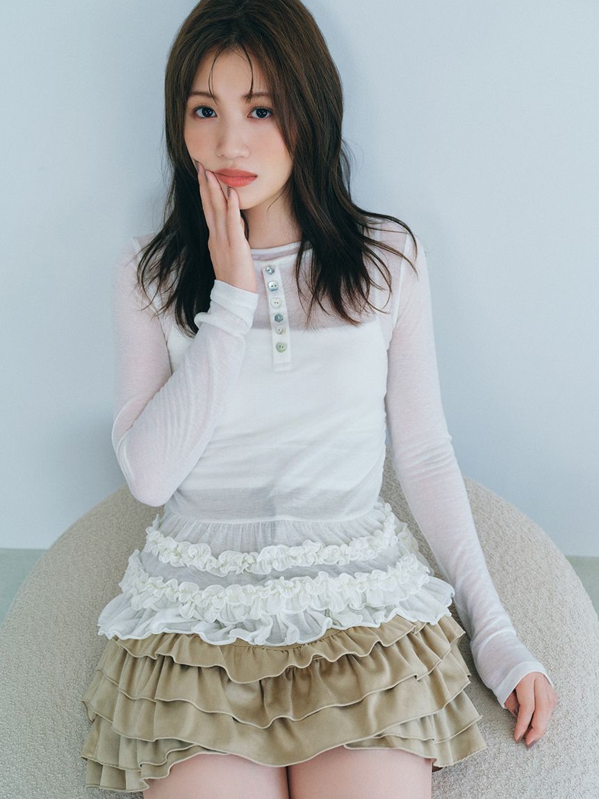 フリルレイヤースウェードショートパンツ(ショートパンツ)｜ボトムス