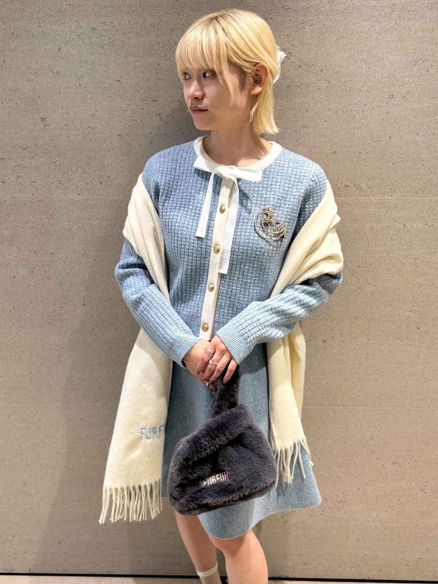 WEB・一部店舗限定カラー】ボウタイトリムニットセットアップ