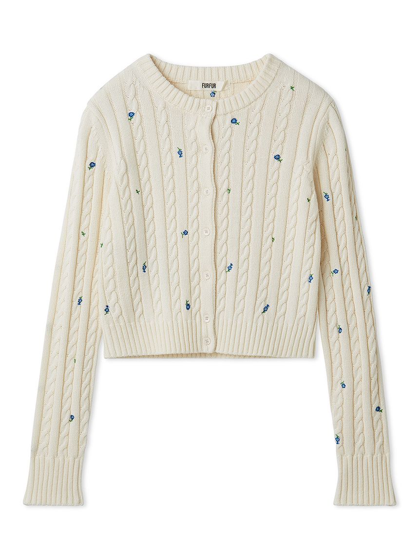 フラワー刺繍ケーブルカーディガン(ニット)｜トップス｜FURFUR（ファー