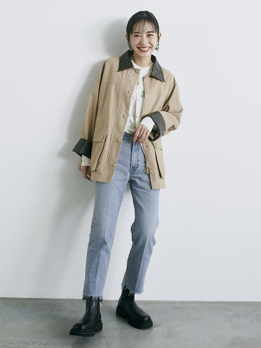 MILA PANTS】裾段差テーパードデニムパンツ(デニムパンツ)｜パンツ