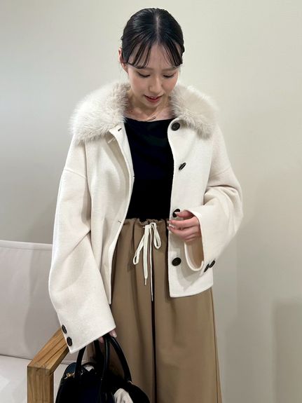 2wayファーカラーリバーショートコート(ハーフコート)｜アウター｜Mila