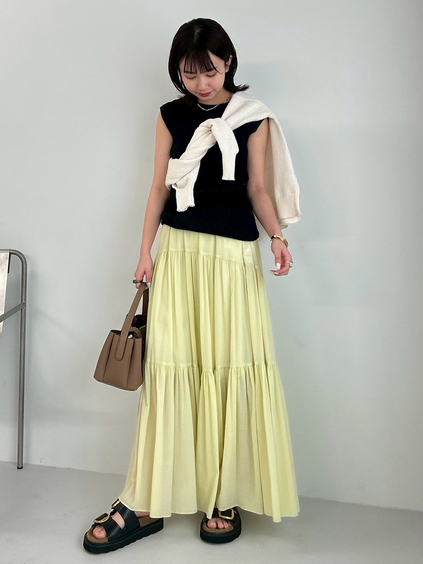 マキシ丈ボリュームティアードスカート(ロングスカート)｜スカート