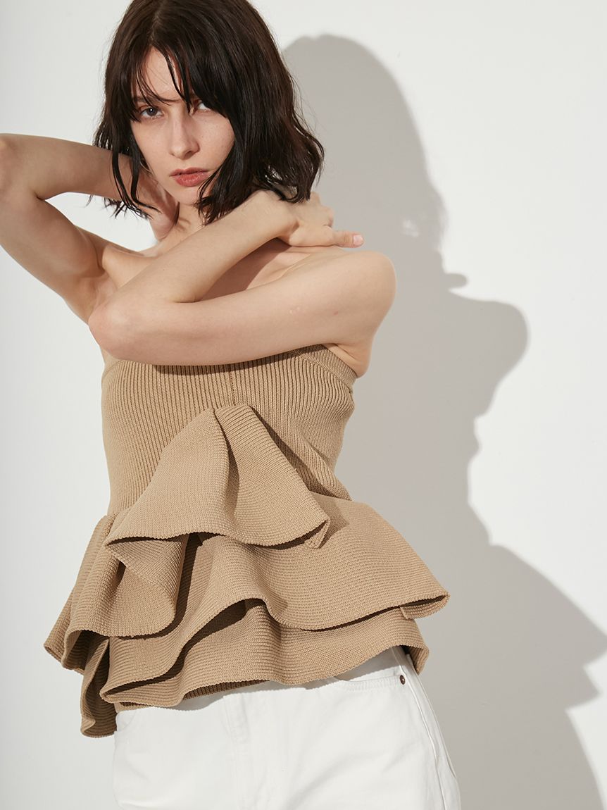 ラッフルニットベアトップ(ニット/カーディガン)｜トップス│styling