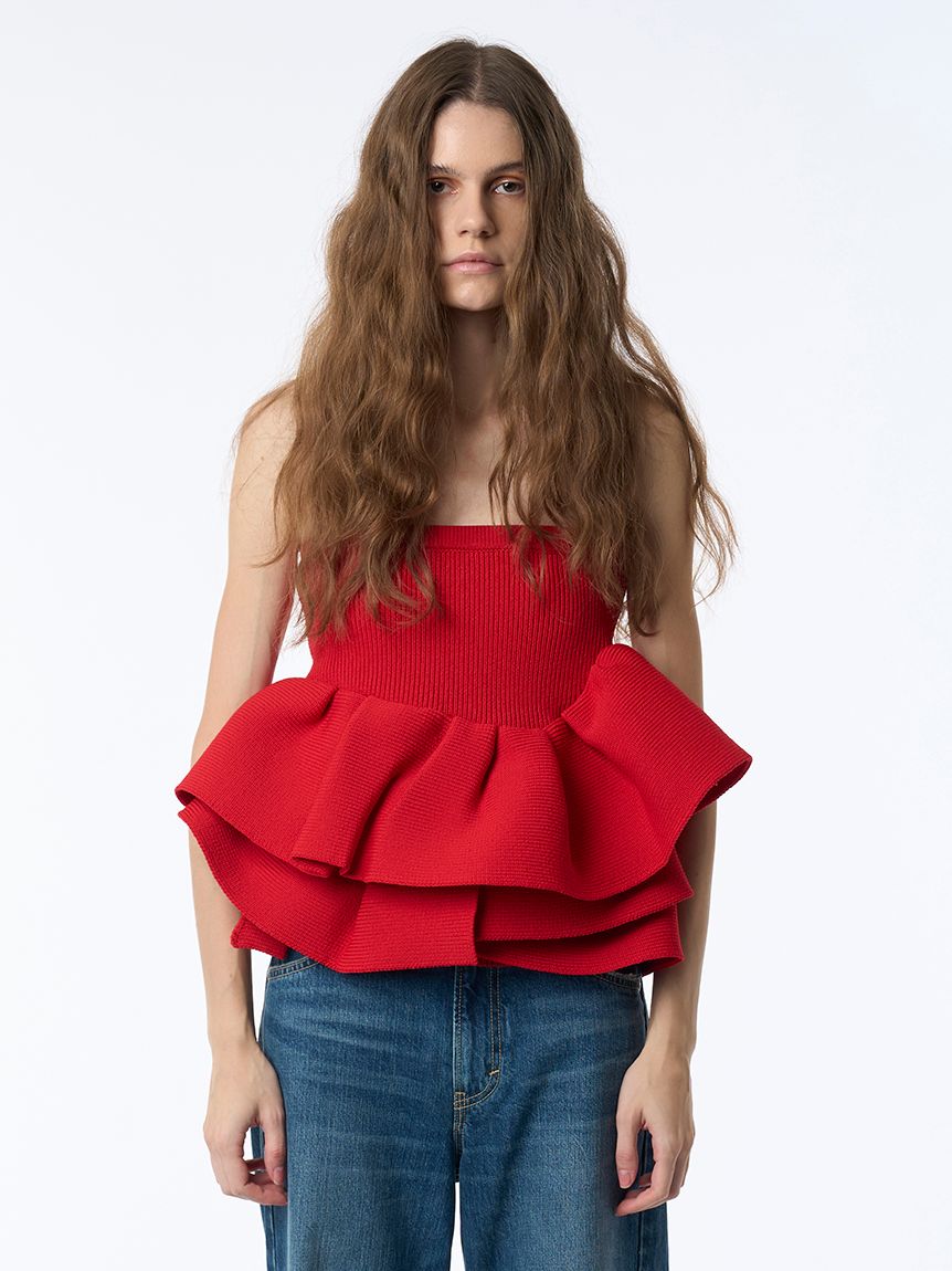 ラッフルニットベアトップ(ニット/カーディガン)｜トップス│styling