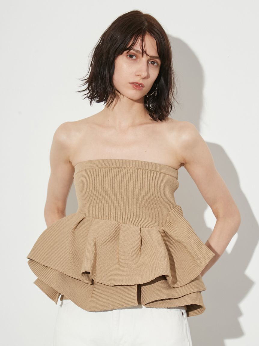 ラッフルニットベアトップ(ニット/カーディガン)｜トップス│styling