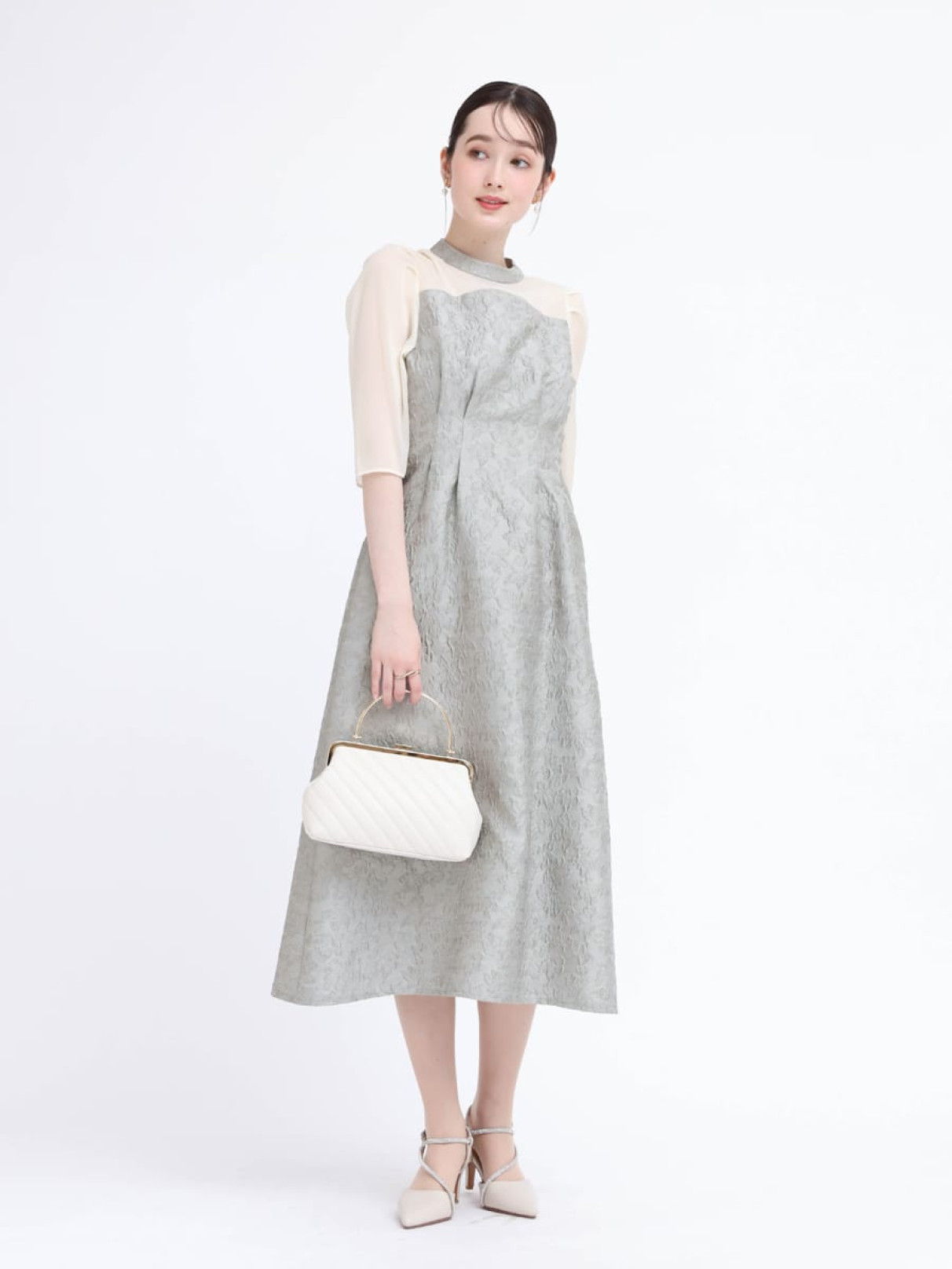 ふくれジャガードバックリボンドレス - Rire Fete - petirobe