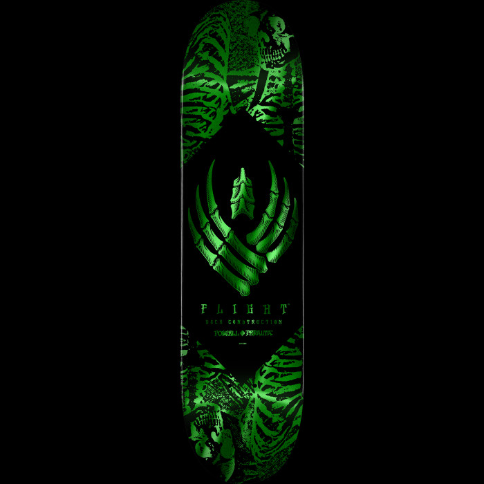 Powell Peralta Skeleton Green Foil FLIGHT Skateboard Deck - 8.5