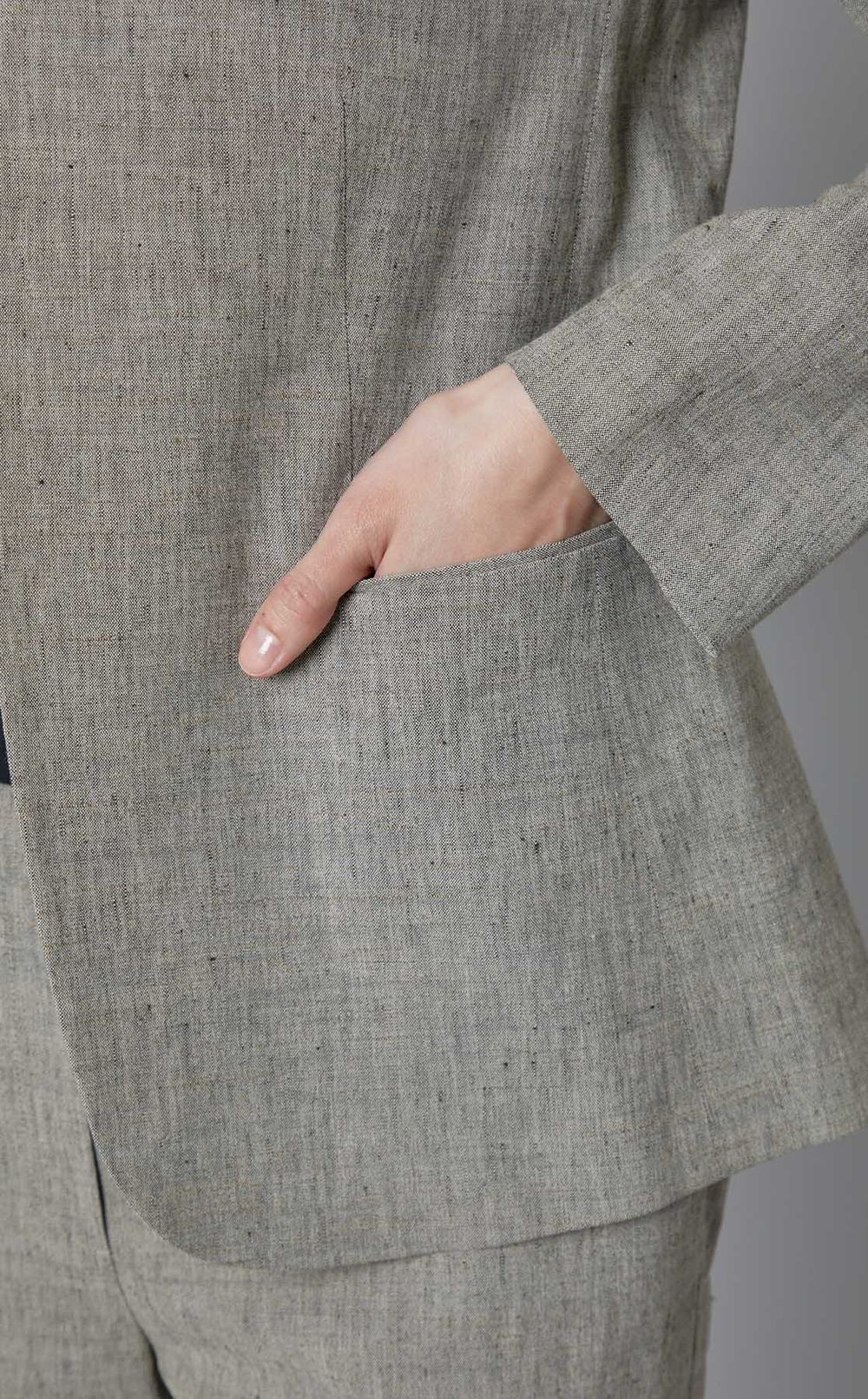 Theory｜リネン混ノーカラージャケット