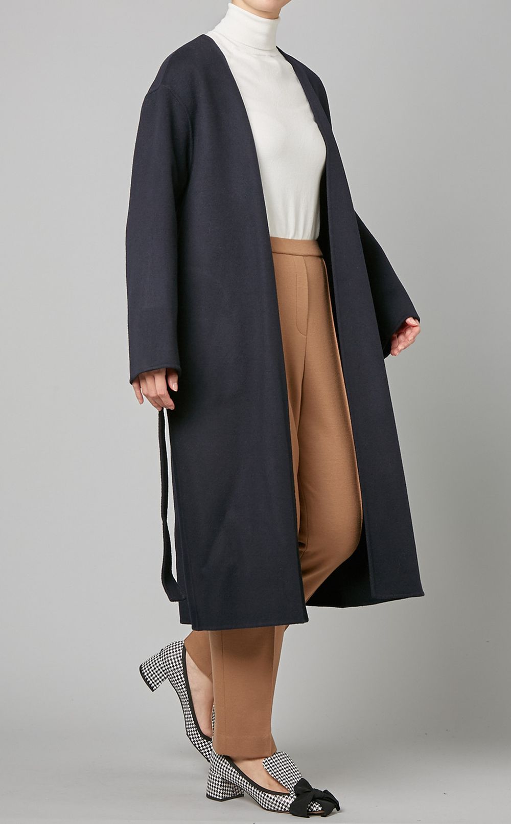 Theory｜ウールカシミヤノーカラーラップコート