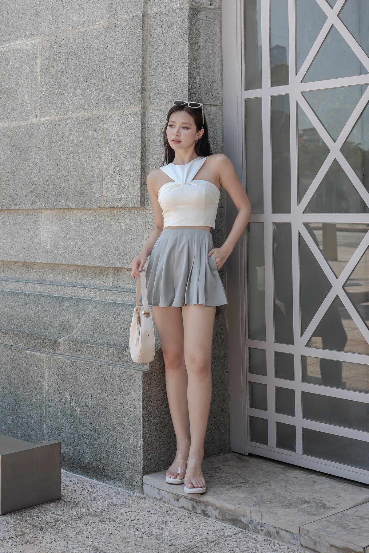 TPZ* FRANKS PLEATED SHORTS IN STORM GREY | TOPAZETTE
