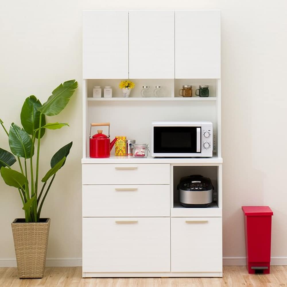 かじた　キッチンボード (ソレル 100KB WH) カップボード 食器棚 ニトリ（NITORI） 幅100cm キッチンボード (ソレル 100KB WH