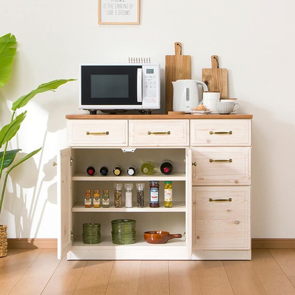 カウンター　ワゴン　ホワイト　シナモ カウンターワゴン ベアルモ（BRM-8575SL）