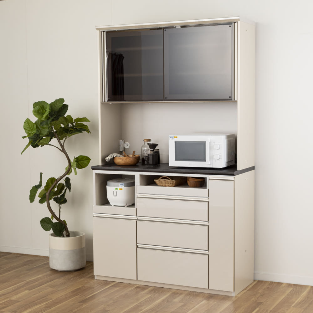 キッチンボード クラス [幅121cm](幅120 5Y）Q色/グレイ): 食器棚