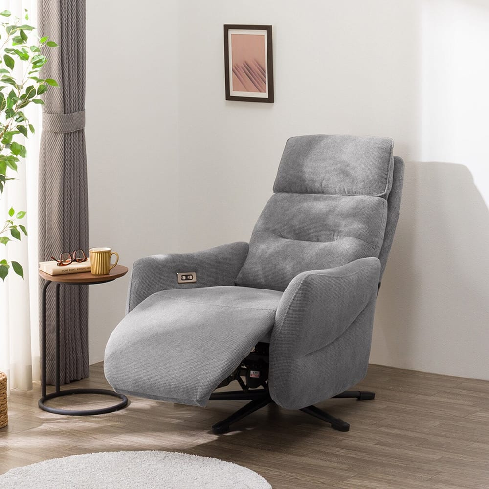 引取可 電動布張りリクライニングパーソナルチェア 1人掛けソファ LE01グレー 楽天市場】【送料無料】 電動 リクライニングチェア ファブリック 1人