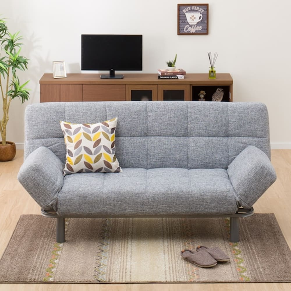 ニトリ　ソファベッド(マークスAM GY) 楽天市場】背もたれと肘掛けが動く ソファベッド (マークスAM GY