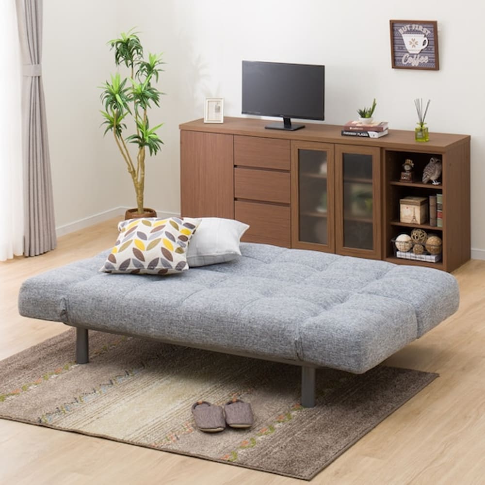 ソファベッド　グレー　イージークリーン　ソファ　ゆったりサイズ　新品 ソファー ソファ sofa 3人掛け 3P ファブリック レザー 木脚 北欧