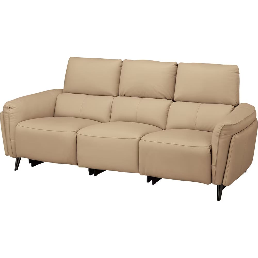 ベージュ レザー 3人掛けソファ　敷物 関家具 【レザーテックス】 3人掛けソファ ヘンリー (クラフトベージュ