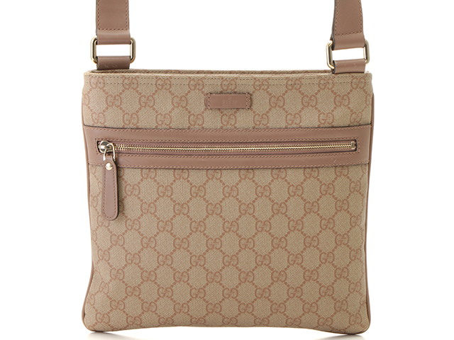 GUCCI メッセンジャーバッグ GG スプリーム フラットバッグ ベージュ