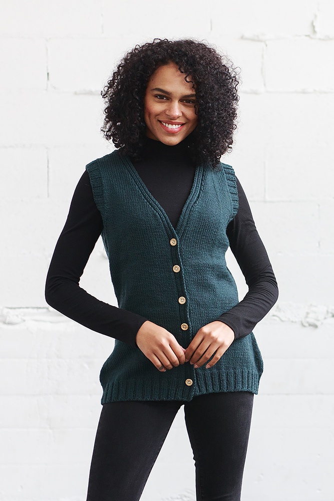 Basic Button Vest - Stylish Knitting Patterns | KnitPicks