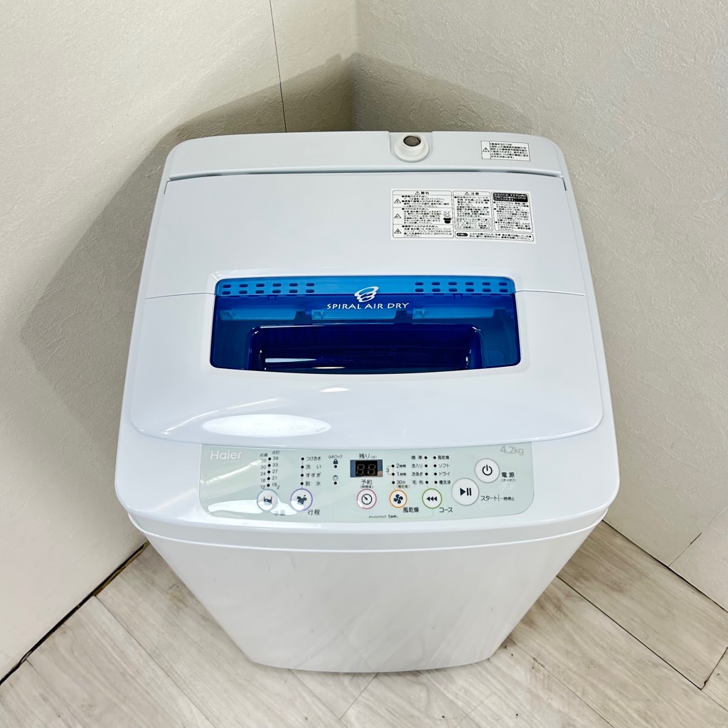 風乾燥 全自動洗濯機 4.2kg ハイアール JW-K42K-W 2015年製 一人暮らし