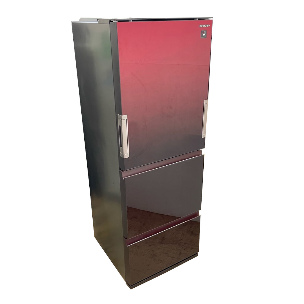 シャープ 356L 3ドア冷蔵庫 SJ-GW36D-R 2018年製 どっちもドア ガラス