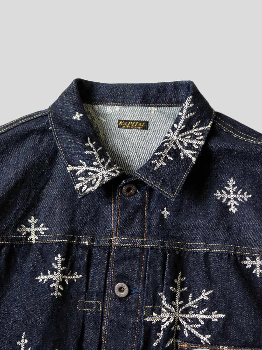 Kapital 14oz denim snow pattern embroidery 1ST JKT Jacket (Time
