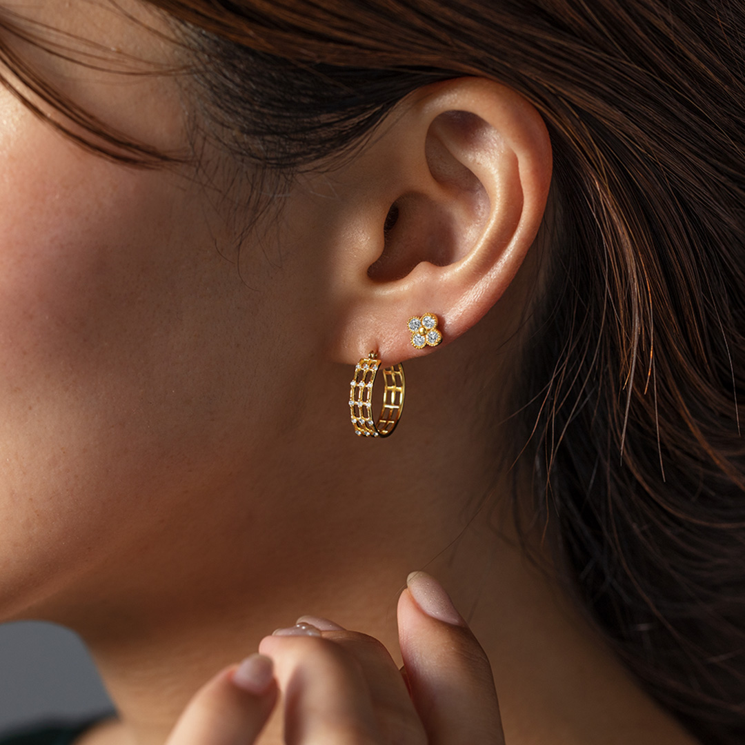 ビズー公式】ダイヤモンド K18ピアス(片耳)・エマドット| 希少石カラー