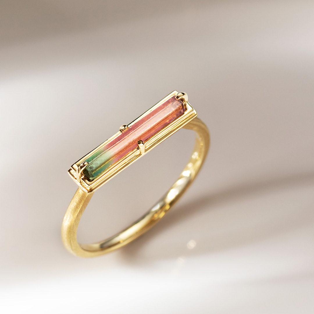 即日発送】バイカラートルマリン K10/K18/PTリング・ルピリエ