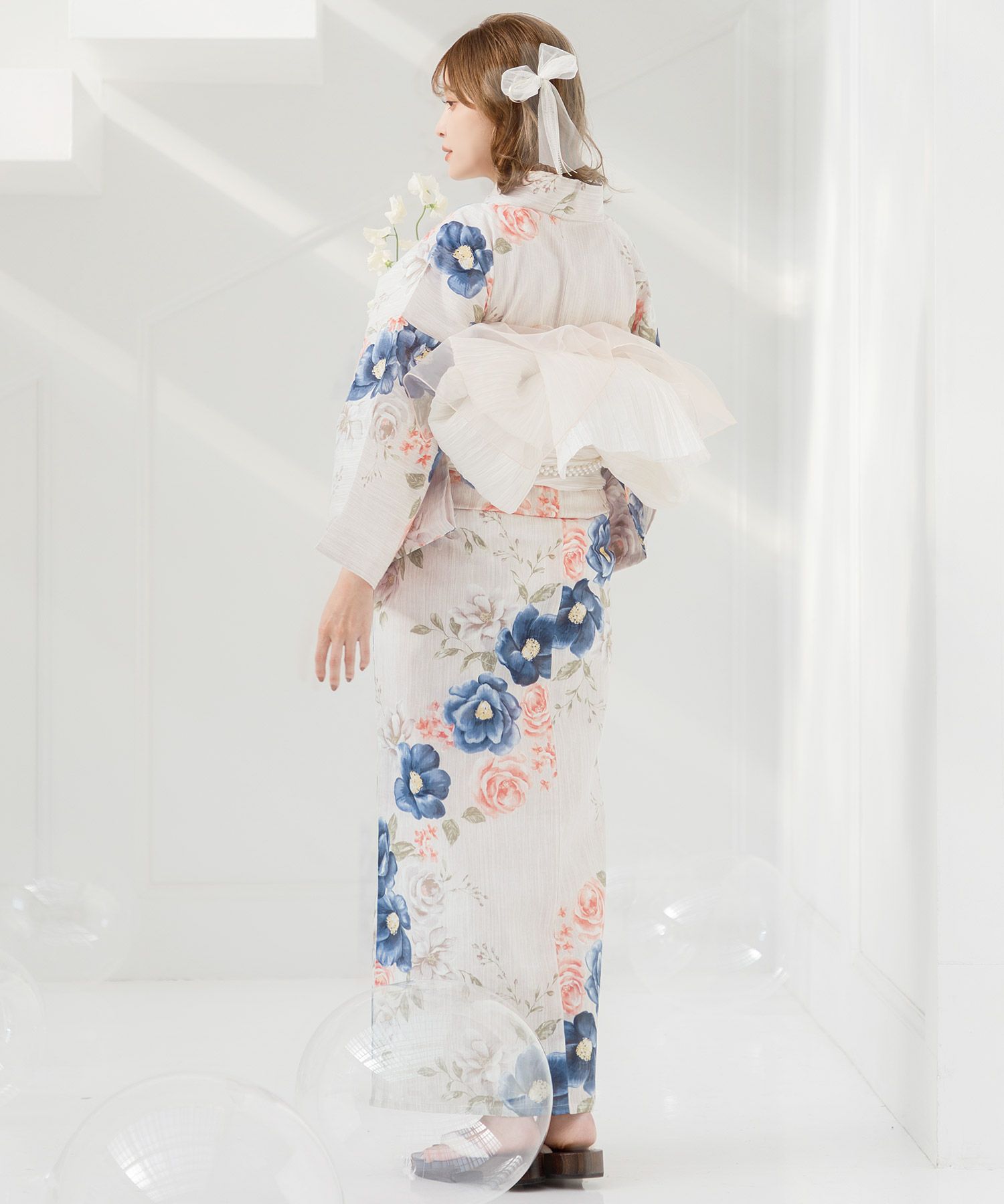 Dita 浴衣 朱風の花重ね 5点セット 浴衣 5点セット レディース 簡単