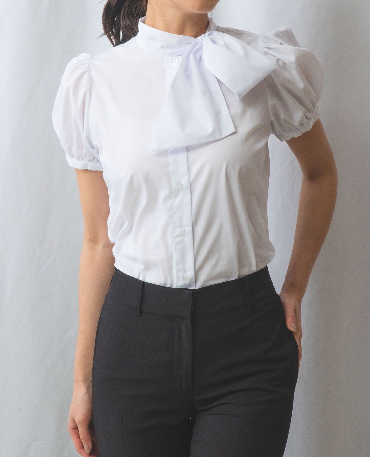 NARACAMICIE】サイドタイ半袖ブラウス(3(2L)13号 ホワイト): ナラ