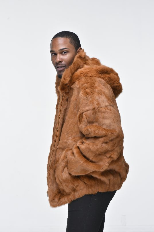 Men's Rabbit Hooded Bomber Jacket - Whiskey – DS Online