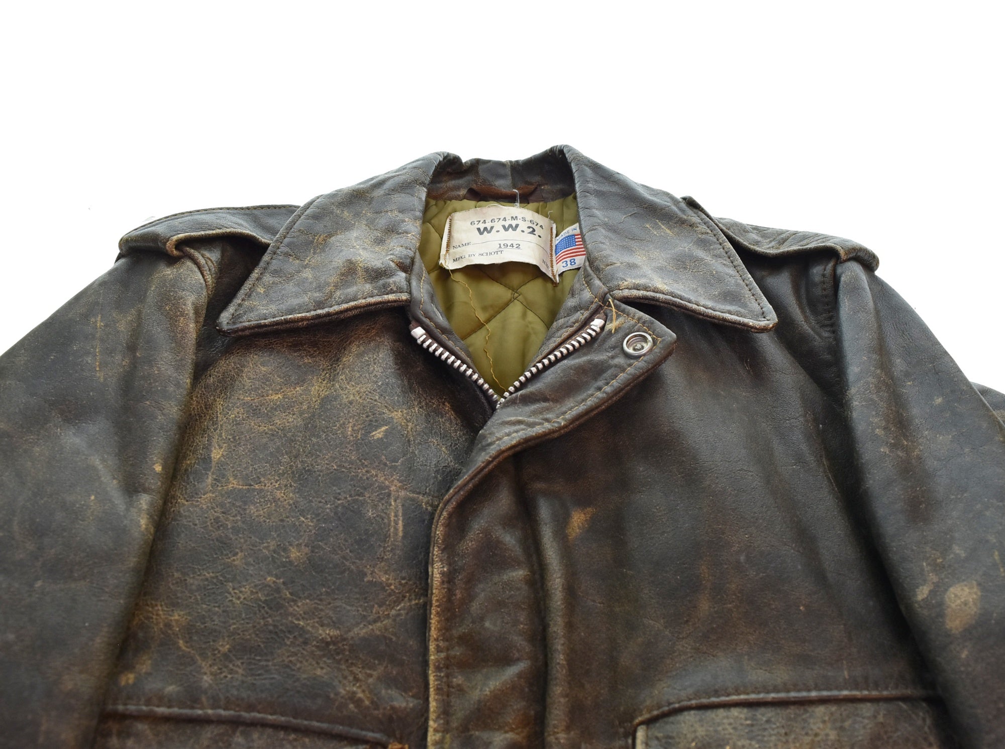 ショット SCHOTT A-2レザーフライトジャケット WW2 1942 674-674-M-S