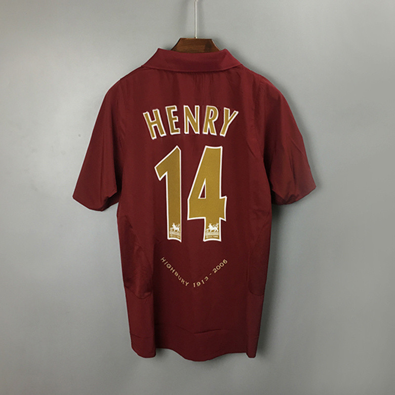 05 /06 Arsenal Retro Home Jersey 2005 /2006 henry 14 Manga curta