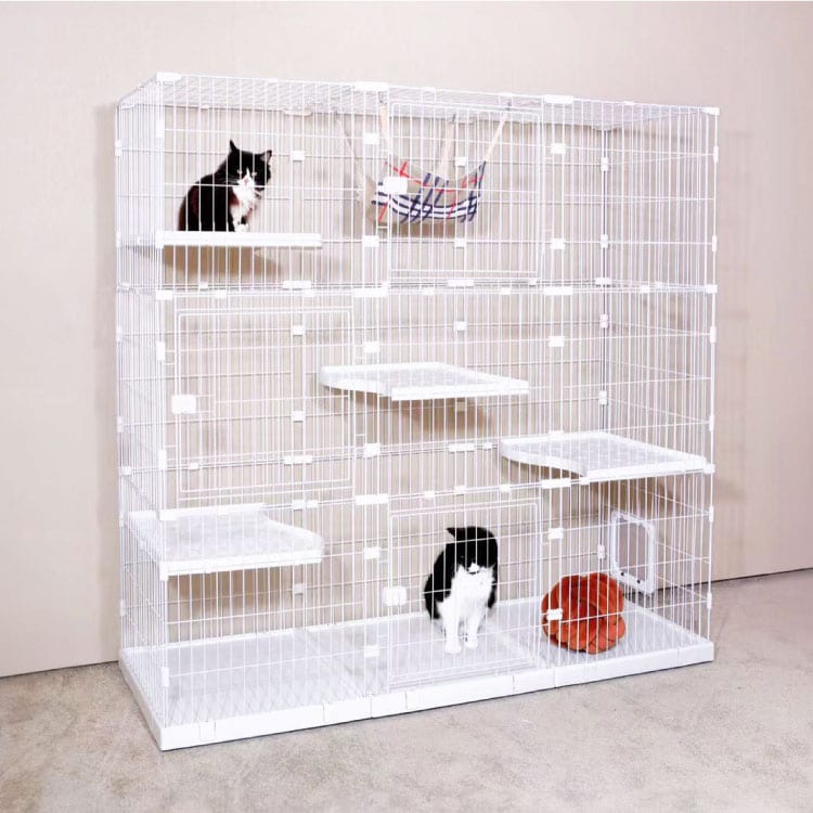 dショッピング |キャットケージ 大型 組み合わせ自由 ホワイト 3段 幅