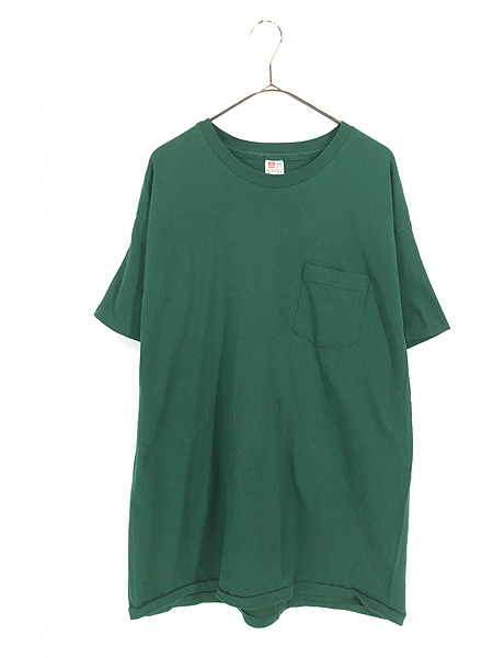 古着 90s USA製 Hanes 無地 ソリッド 100%コットン ポケット Tシャツ