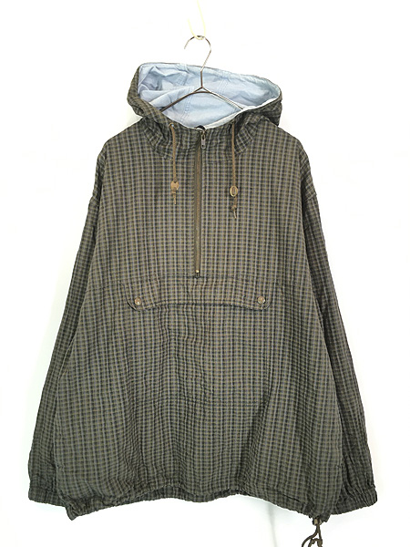 古着 80s Eddie Bauer ダーク チェック プルオーバー コットン