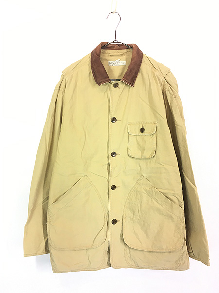 古着 90s BANANA REPUBLIC 本革 レザー襟 コットン キャンバス