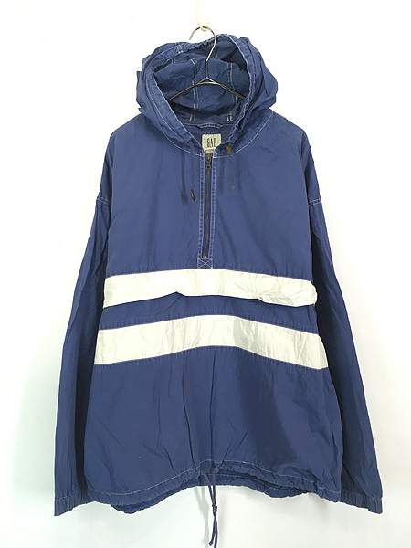古着 90s GAP マリン ボーダー ハーフジップ プルオーバー コットン