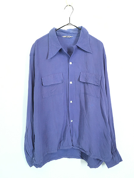 古着 40-50s WALDORF 無地 ソリッド ハンドステッチ 開襟 ボックス