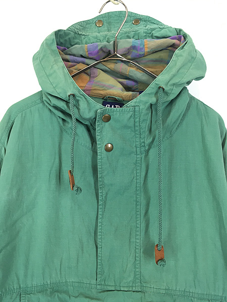 古着 90s GAP チェック ライナー コットン ハーフジップ アノラック