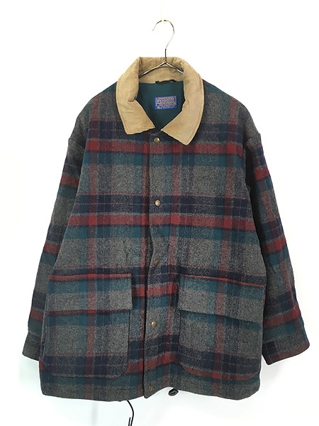 古着 80s USA製 Pendleton タータン チェック パデッド ウール
