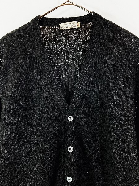 古着 60s 無地 ソリッド ブラック 100% ペルリアン アルパカ パール編