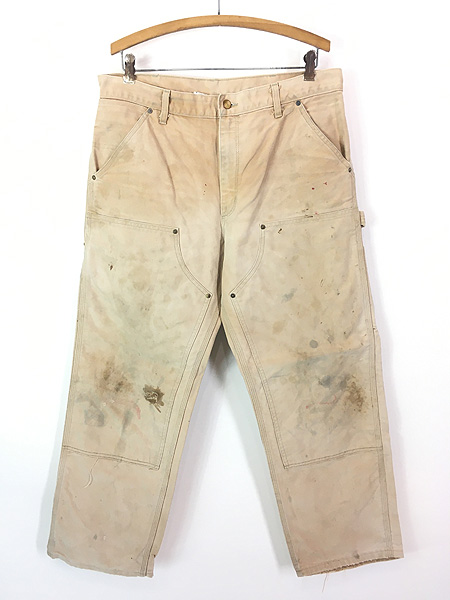 古着 90s USA製 Carhartt フェード ブラウン ダック Wニー ペインター