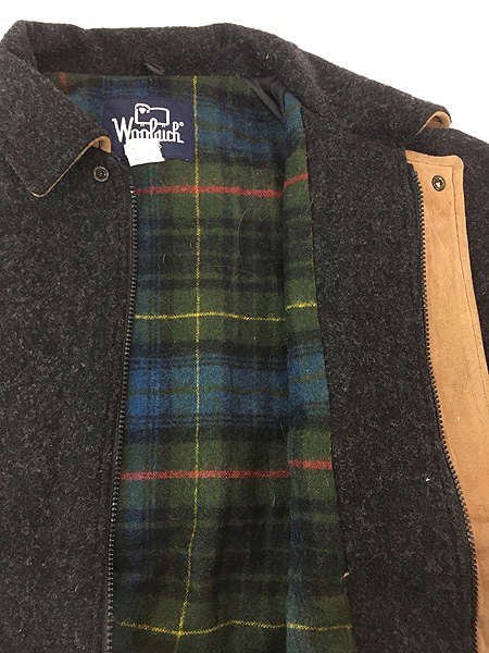 古着 80s USA製 WoolRich チェック ウール ライナー パデッド 比翼